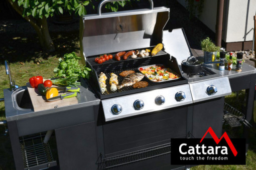 Bucatarie de exterior cu gratar pe gaz VICENZA, 4 arzatoare si arzator lateral, 2m x 0,6m - TT13060