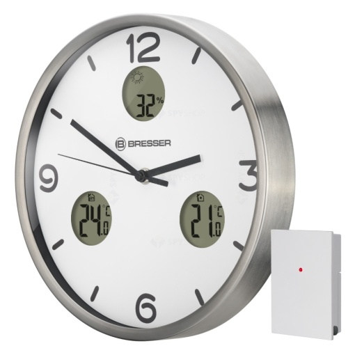 Ceas de perete Bresser MyTime NX, termometru, higrometru, alb - 8020211GYE000