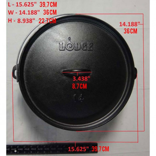 Ceaun din fonta cu capac - cuptor olandez Lodge 36 cm 9,5 litri 4