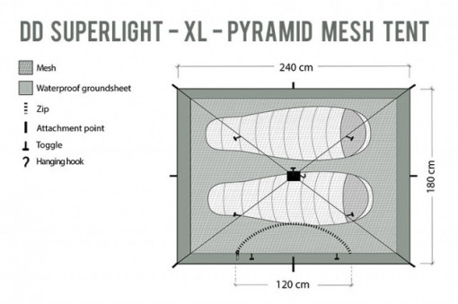 Cort DD Hammocks SuperLight Pyramid XL- Panza Anti Insecte - 0707273932112 8