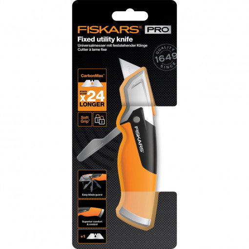 FISKARS Cutit utilitar cu lama trapezoidala Fiskars CarbonMax, 182 mm, 200 g - 1027222 - Img 4