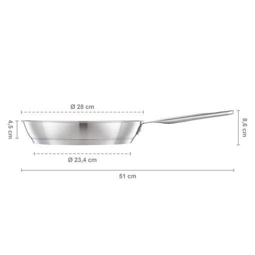 FISKARS Tigaie din otel inoxidabil, fara acoperire antiaderenta, Fiskars All Steel Pure, Ø 28 cm - 1065628 - Img 3