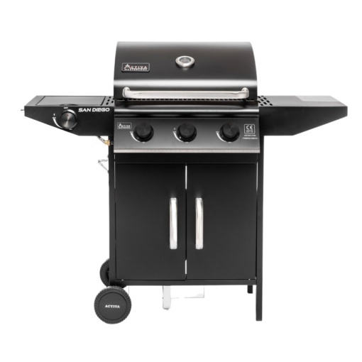 Gratar pe gaz cu 3 arzatoare din inox si arzator lateral Activa San Diego - 19689GD - Img 2