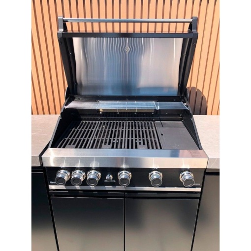 Gratar pe gaz cu 6 arzatoare (5 inox si 1 infrarosu), incastrabil, grile si plita fonta, Grandhall Grandpro Maxim G5 - K05000387A - Img 12