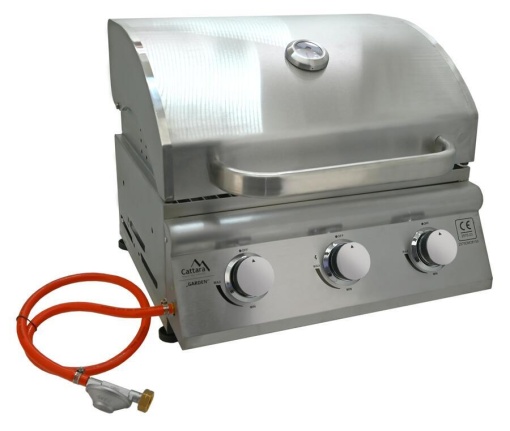Gratar table top pe gaz Cattara Garden cu 3 arzatoare, 9.6kw, inox, capac dublu - TT14100 - Img 2