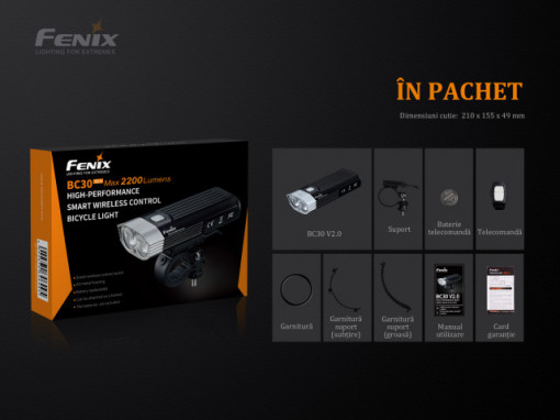 Lanterna bicicleta de ghidon Fenix BC30 V2.0 2200 Lumeni 187 Metri 6