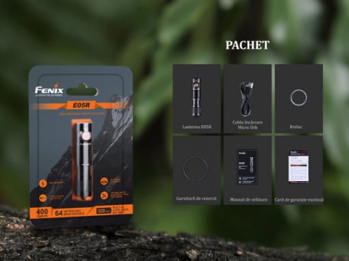 Lanterna Fenix E05R - EDC - 400 lumeni - 64 metri - Black - ADV-450-001 5