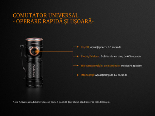 Lanterna Fenix E18R 750 lumeni - 136 Metri instructiuni