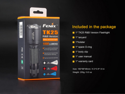 Lanterna Fenix TK25 - Versiune Red&amp;Blue - 1000 lumeni 225 metri pachet