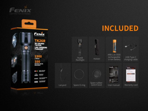 Lanterna Fenix TK26R Reincarcabila 1500 Lumeni 350 Metri cutie