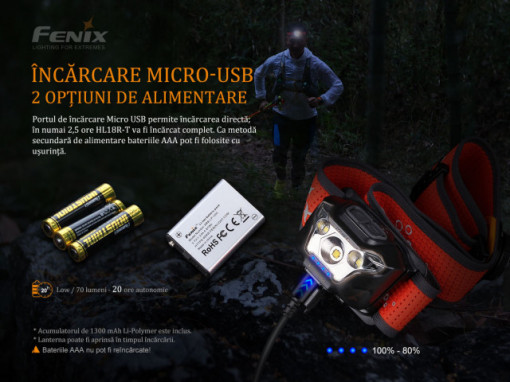 Lanterna frontala Fenix HL18R-T 500 lumeni 82 metri - ADV-444-001 3