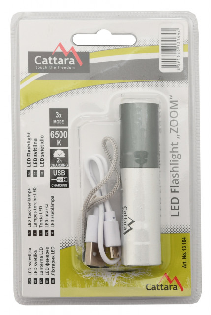 Lanterna reincarcabila LED 120lm Zoom Silver Cattara TT13164 - Img 6