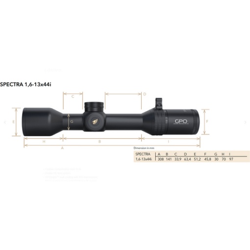 Luneta Arma Vanatoare GP-Optics Spectra 8X 1,6-13X44I G4I Fiber Stabilizator Optic - Img 2