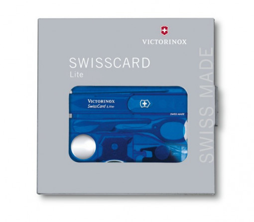 Multifunctional Victorinox SwissCard Lite, albastru transparent - 0.7322.T2 cutie
