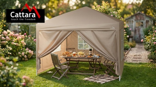 Pavilion de gradina cu pereti Cattara Palace, 3x3m, rezistent la apa si la UV, inaltime 2.5m, schelet otel - TT13348 - Img 8