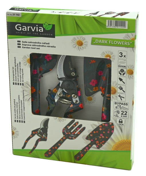 Set 3 ustensile de gradina Garvia, negru cu model floral - Img 3