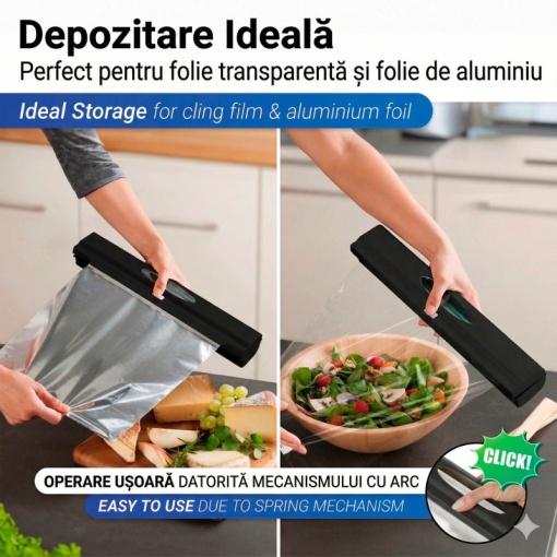 Suport din plastic pentru folie alimentara de aluminiu, negru, 38x7 cm, Wenko Black Outdoor Kitchen - 55029100 - Img 10