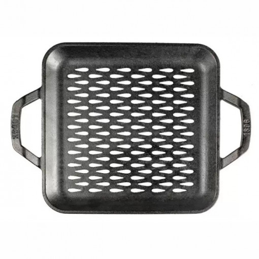 Tava patrata fonta cu doua manere si gauri perforate pentru gratar Chef Collection Lodge 28 cm L-C11SGT 4