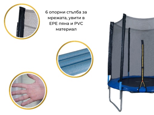 Trambulina si plasa de siguranta Sportmann 183 cm, Albastru - Img 13
