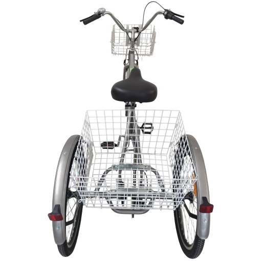 Tricicletă 24" pentru adulți BR CYCLES Pro2008-VB, cadru oțel 16", 7 viteze, frâne V-Brake/tambur, gri - Img 3