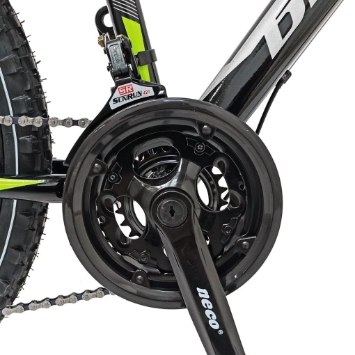 Bicicleta BR STORM 24", 21 viteze, frane pe disc, cadru otel 14", manete secventiale, negru/verde - Img 6