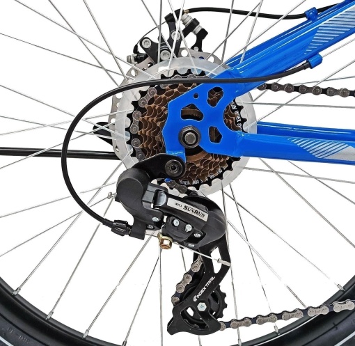 Bicicleta BR STORM 24", 21 viteze, frane pe disc, cadru otel 14", manete secventiale, albastru/verde - Img 5