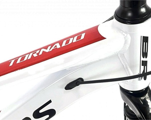 Bicicleta BR Tornado 24", 21 viteze, frane pe disc, cadru din aluminiu 13", manete secventiale, alb/rosu - Img 5