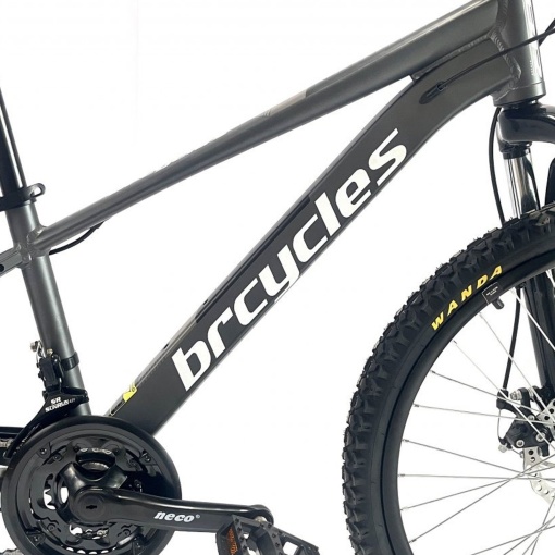 Bicicleta BR Tornado 26", 21 viteze, frane pe disc, cadru din aluminiu 13.5", manete secventiale, gri - Img 2