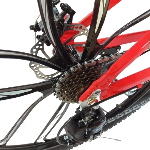 Bicicleta BR Tornado ProMG 24", jante MAGNEZIU, 21 viteze, frane pe disc, cadru din aluminiu 13", manete secventiale, rosu - Img 12