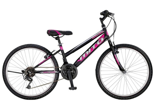 Bicicleta dama MTB-HT 24" MITO Belize, cadru otel 17", frane V-Brake, 21 viteze, negru/roz