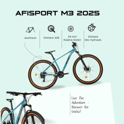 Bicicleta Mtb Afisport M3 2025 - 29 inch, S, Albastru - Img 4
