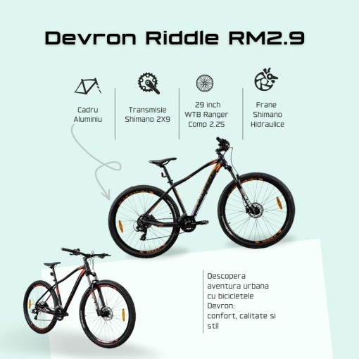 Bicicleta Mtb Devron Riddle 2023 RM2.9 - 29 Inch, L, Gri-Portocaliu - Img 4