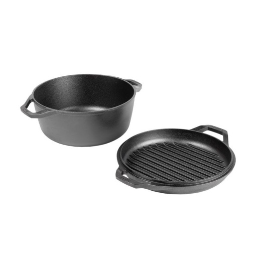 Ceaun din fonta cu capac tip tigaie grill - cuptor olandez Lodge Chef Collection 30,5 cm 5,6 litri - L-C6DD - Img 10