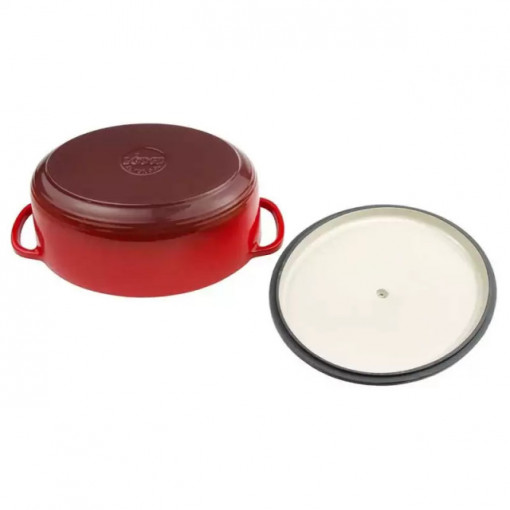 Ceaun din fonta emailata oval cu capac - cuptor olandez Lodge 6,6 litri - L-EC7OD43 4