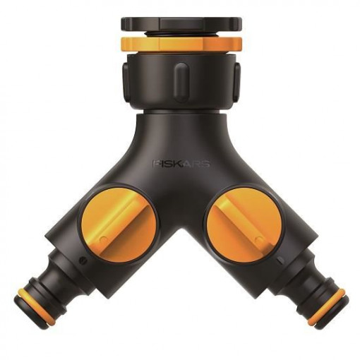 Conector pentru robinet Fiskars, doua cai, on/off, 1/2", 3/4", 1"