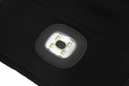 Fes negru cu lanterna cu LED si incarcare usb Cattara TT14021 - Img 5