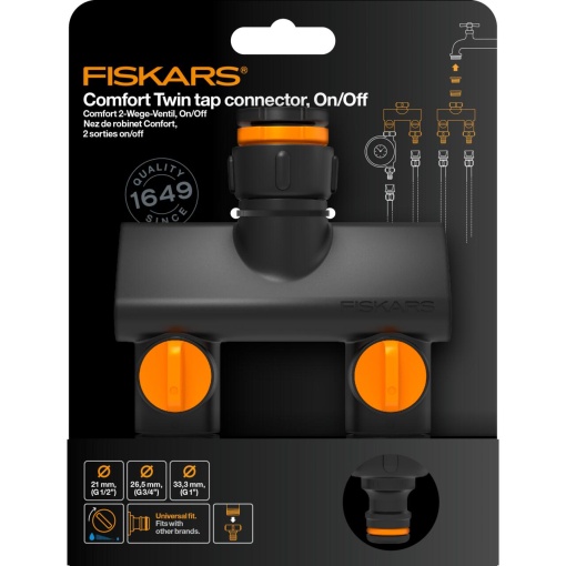 FISKARS Conector robinet cu 2 cai Fiskars Comfort On/Off, diametru conector 1/2", 3/4", 1" - 1070577 - Img 3