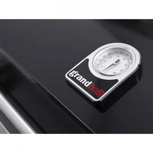 Gratar Grand Hall Maxim GTI4B-V pe gaz cu 5 arzatoare (4 inox + 1 infrarosu), incastrabil, gratare din fonta -  K04000199A termometru