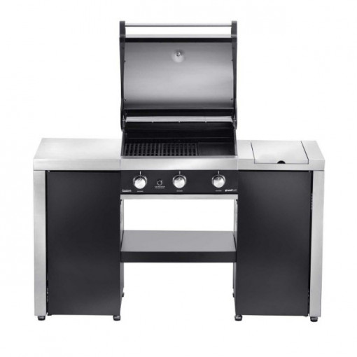 Gratar pe gaz Grand Hall Premium GT3 + Stand insula cu arzator lateral  - K03000196A-B17102650A capac deschis