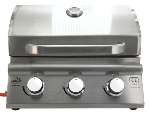 Gratar table top pe gaz Cattara Garden cu 3 arzatoare, 9.6kw, inox, capac dublu - TT14100 - Img 3