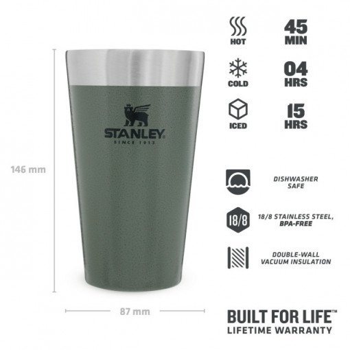 Halba Stanley The Stacking Beer Pint Hammertone Green 0.47L - 10-02282-057 3