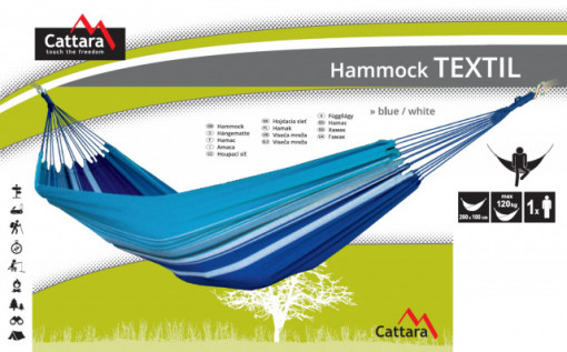 Hamac TEXTIL 200x100cm Cattara - albastru/alb - TT13567 - Img 4