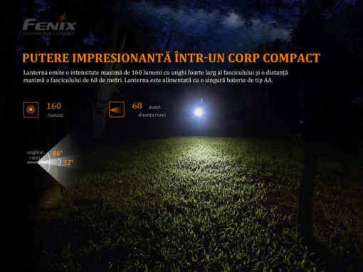 Lanternă EDC160 Lumen 68 Metri Fenix E12 V2.0 - ADV-430-001 - Img 6