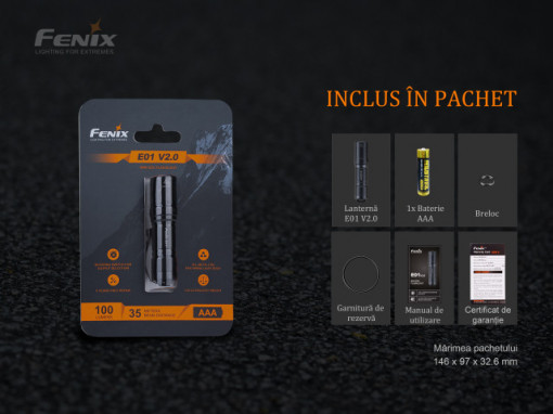 Cumpara Lanterna Fenix E01 V2.0 - 100 Lumeni - 35 Metri - Negru - ADV-427-001 7