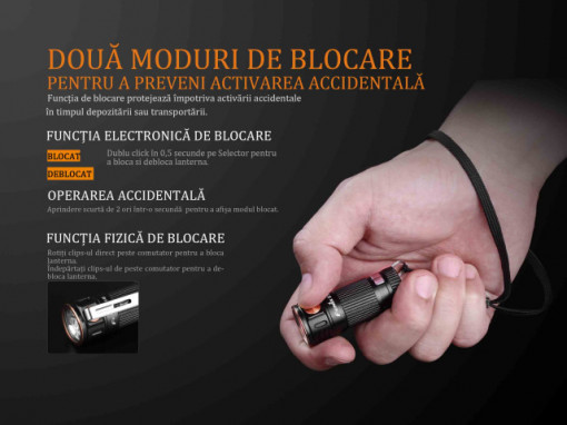 Lanterna Fenix E16 450 lumeni proportii