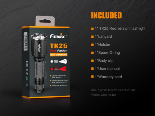 Lanterna Fenix TK25 - Versiune Red - 1000 Lumeni 225 Metri cutie