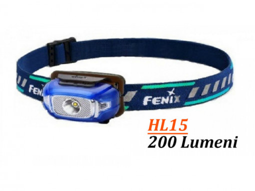Lanterna frontala Fenix HL15 200 lumeni 50 metri albastru