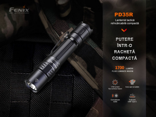 Lanternă tactică reîncărcabilă 1700 Lumeni 353 Metri Fenix PD35R - ADV-478-001 - Img 4