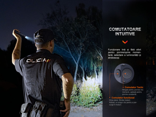 Lanternă tactică reîncărcabilă 2800 Lumeni 380 metri negru Fenix PD36R PRO -ADV-476-001 - Img 7