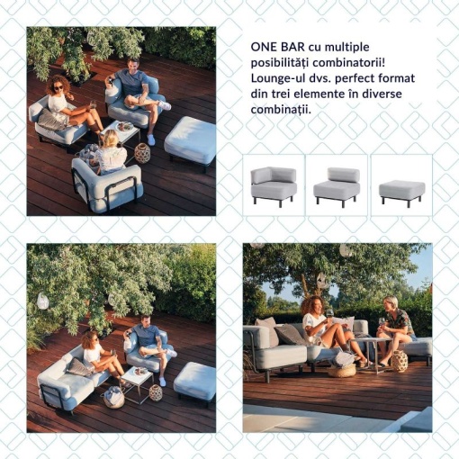 Mobilier gradina si terasa fotoliu tip taburet 81 x 81 x 42 cm One Bar Element 3 - ONEBAR103 - Img 9